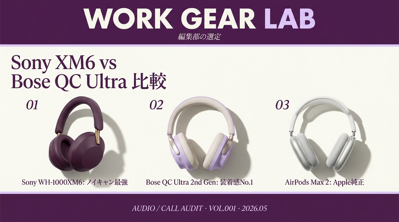 Sony WH-1000XM6 vs Bose QuietComfort Ultra Headphones 第2世代｜在宅ワーク向け徹底比較【2026年版】